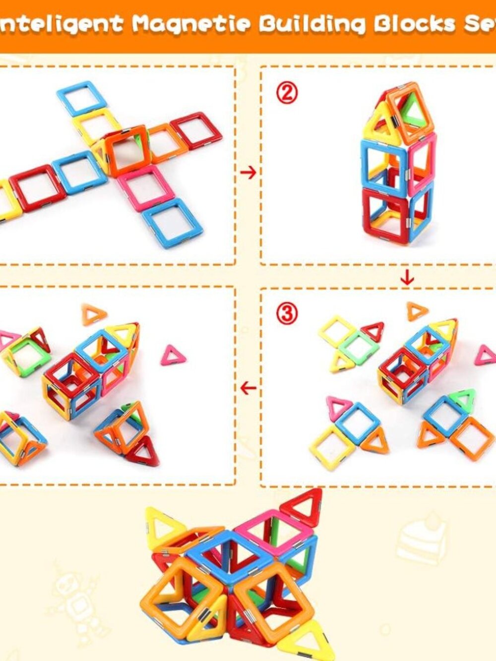 NEW Coodoo Magnetic Blocks Tough Tiles STEM Toys for 3+ Year Old Magnatiles - Picture 4 of 7